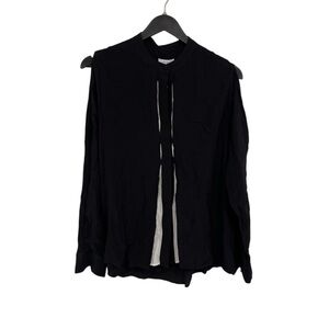 Reiss Black Cut Out Mandarin Collar Blouse